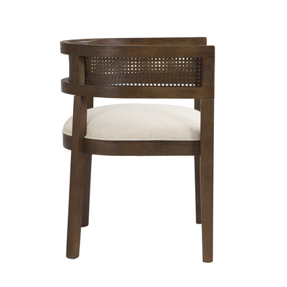 Bastian Dining Chairs with Rattan Backrest, Upholstered Seat, Set of 2