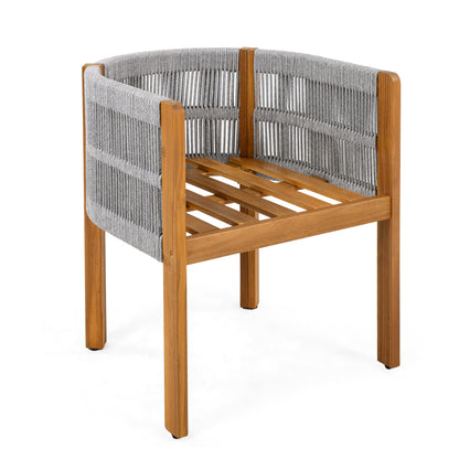 Sylvia Outdoor Dining Set with Acacia Wood Table and 6 Chairs,Waterproof Cushions