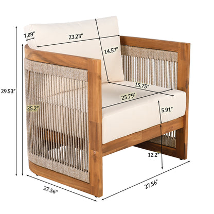 Zumawanel Premium Acacia Wood Outdoor Club Chair with  Water-Resistant Cushions