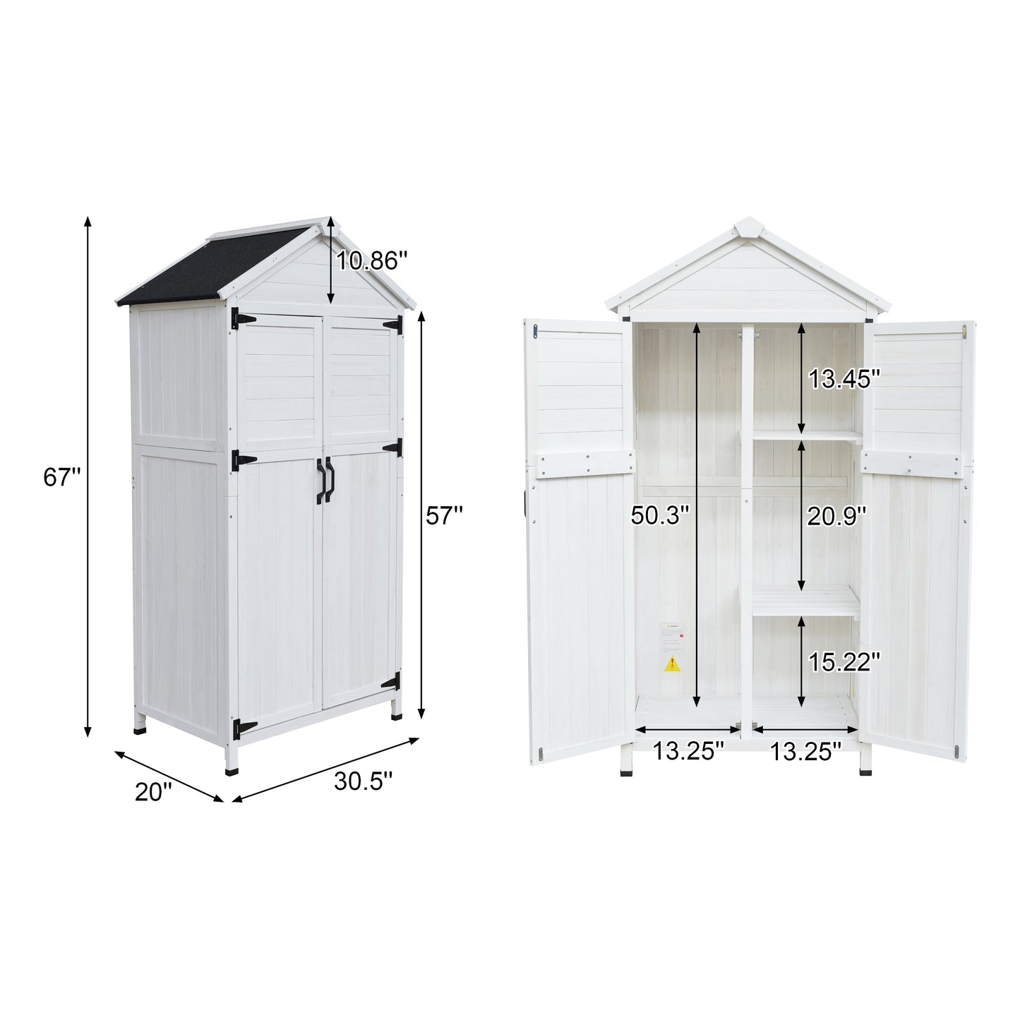 Faevyne White Fir Wood Storage Shed with Double Doors
