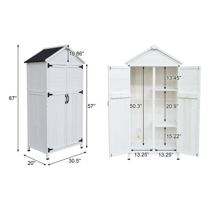 Faevyne White Fir Wood Storage Shed with Double Doors