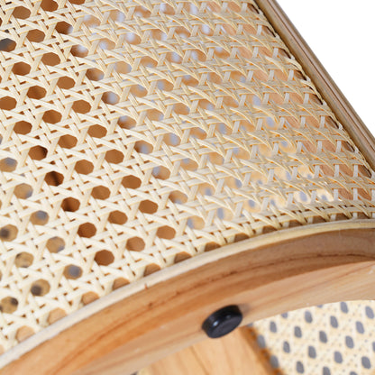 Desi Solid Rubberwood Round Side Table with Warm Wood Grain