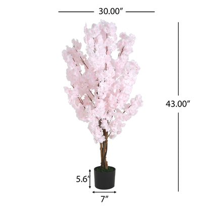 Maelorin 43" Artificial Cherry Blossom Tree with Black Plastic Pot