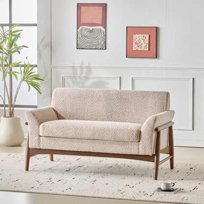 Aeionius Modern Indoor Boucle Loveseat with Flared Arms, Upholstered Fabric Sofa