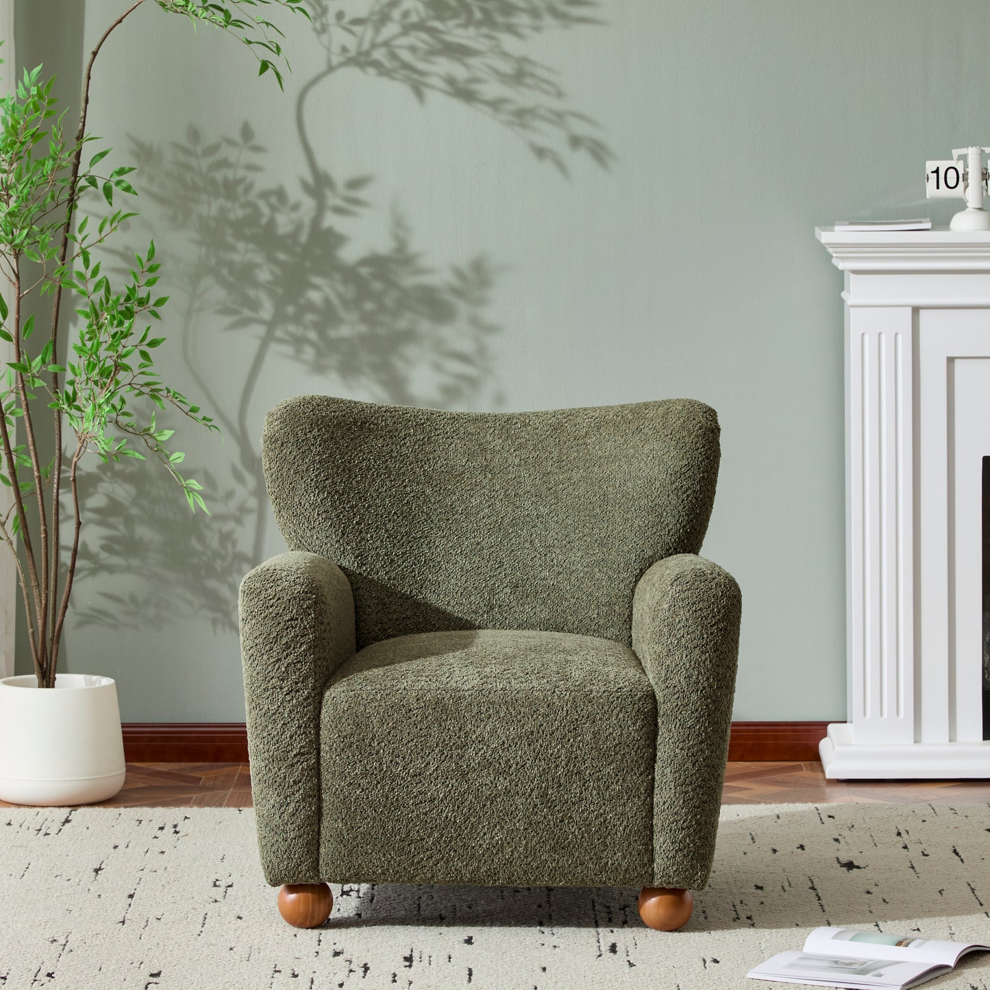 Isorylis Premium Fabric Cozy Wingback Solid Armchair