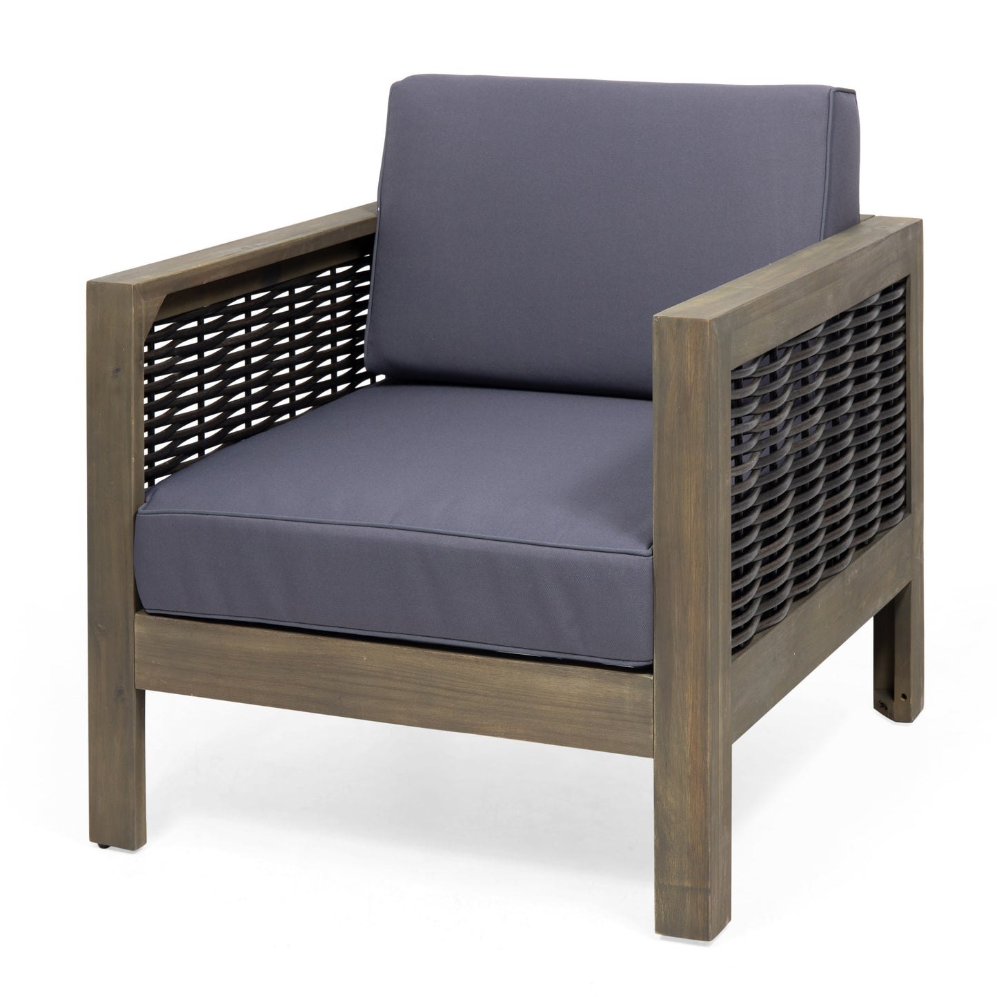 Allegra Outdoor Acacia Wood and Wicker Club Chair