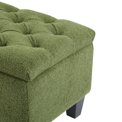 HaChe Ottoman Bench with Storage,Boucle Surface, Rubber Wood Legs, 300 lbs Capacity