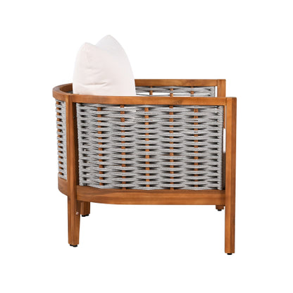 ThruBeam Outdoor Unique Tub Design Armchair with Woven Rope, Patio Furniture