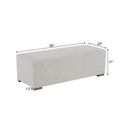 Daigojo Simple White Long Ottoman, Practical Furniture for Living Room and Bedroom