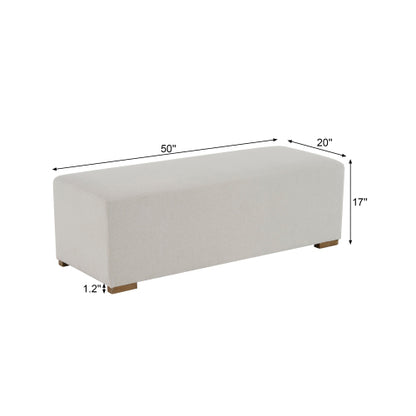 Daigojo Simple White Long Ottoman, Practical Furniture for Living Room and Bedroom