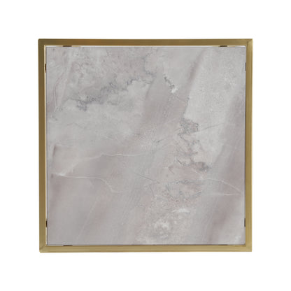 Calliopa Creative Simple Glass Side Table,Gold+White Color