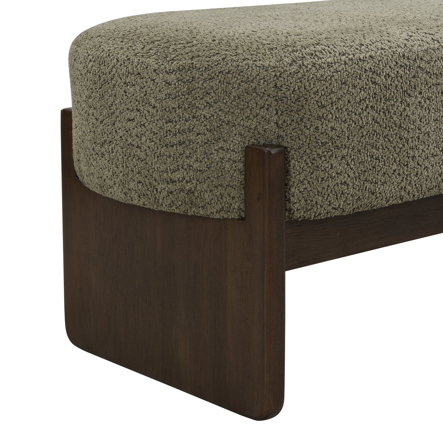 Sorena Modern Upholstered Loop Yarn Ottoman, Solid Wood