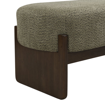 Sorena Modern Upholstered Loop Yarn Ottoman, Solid Wood