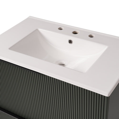 ‌Nexrail 30" Bathroom Vanity with Ceramic Sink and Full-Extension Drawers