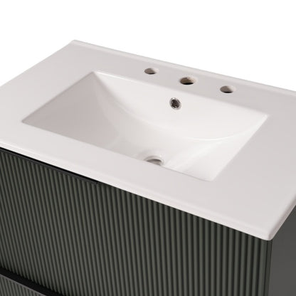 ‌Nexrail 30" Bathroom Vanity with Ceramic Sink and Full-Extension Drawers