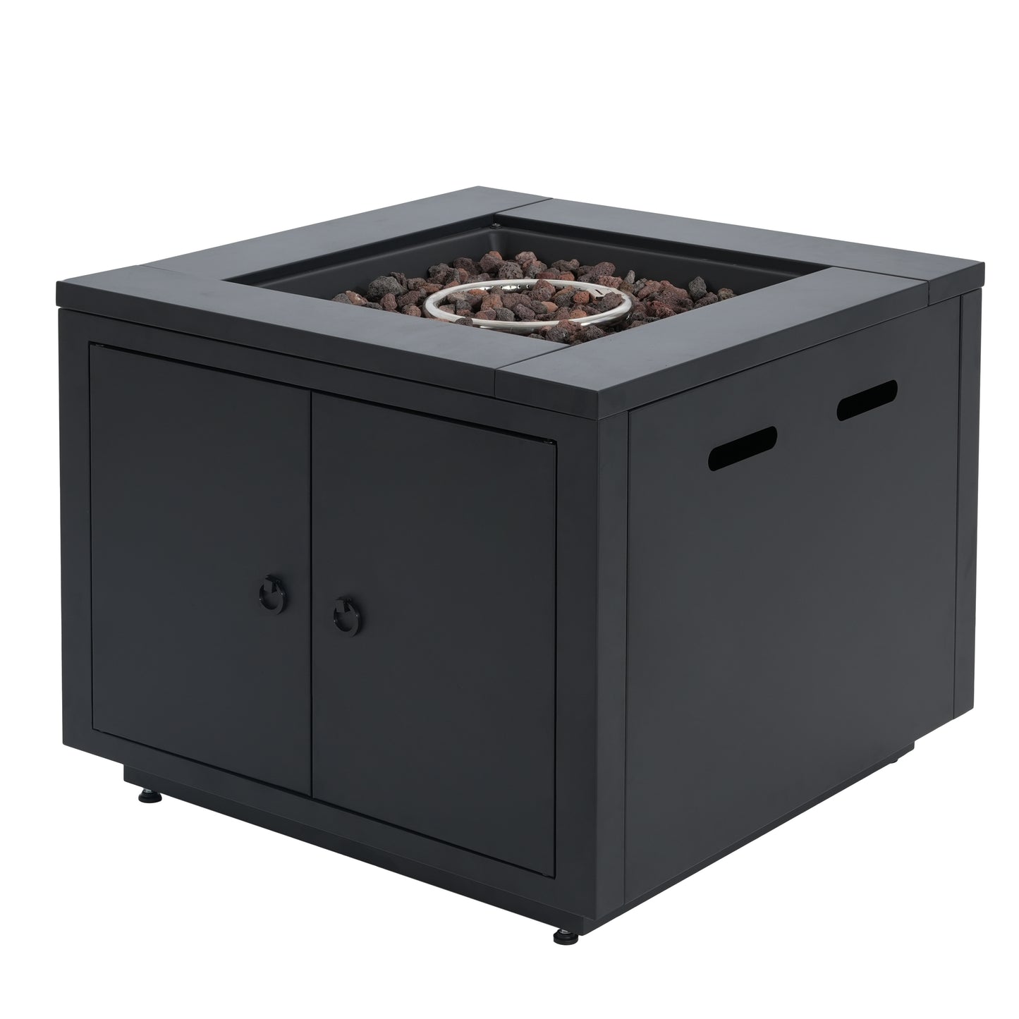 Lysoriel 30inch Square Galvanized Steel Fire Pit Table,Black,40000BTU
