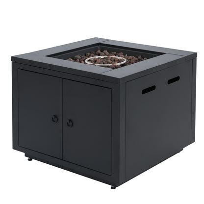 Lysoriel 30inch Square Galvanized Steel Fire Pit Table,Black,40000BTU