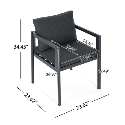Thorne Outdoor Dining Chair Set of 2, All-Weather Aluminum Frame Patio Chairs with Fabric Cushions, 300lbs Capacity