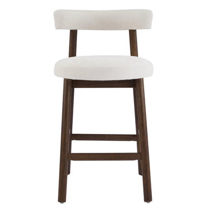 Quiner Modern Rubber Wood & Fabric Bar Stool,Set of 2