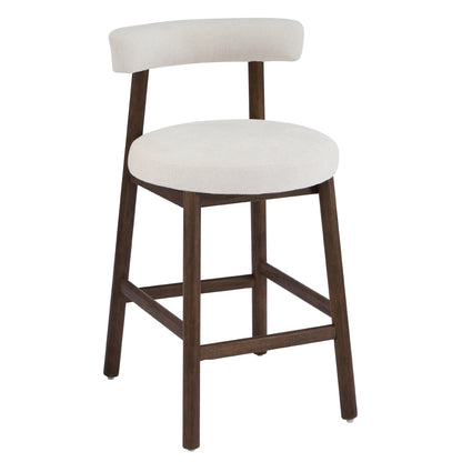Quiner Modern Rubber Wood & Fabric Bar Stool,Set of 2