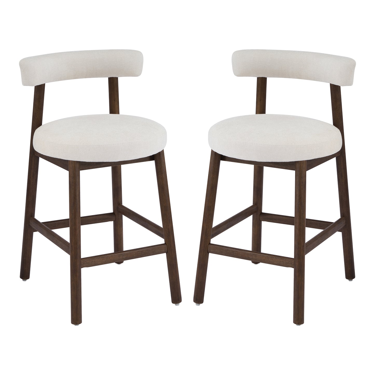 Quiner Modern Rubber Wood & Fabric Bar Stool,Set of 2