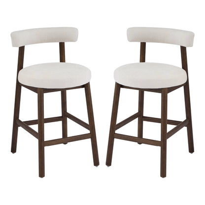 Quiner Modern Rubber Wood & Fabric Bar Stool,Set of 2