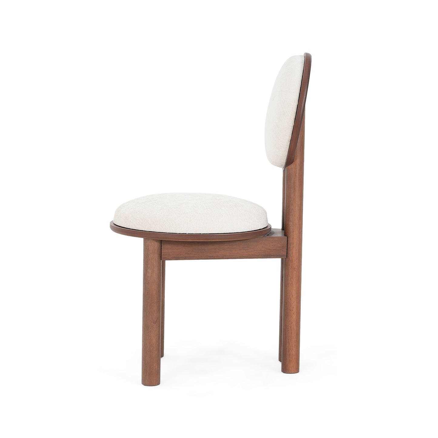 Ardene Polyester Beige Fabric Dining Chair with wooden frame (Set of 2)