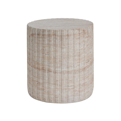 Chateau Outdoor Lightweight Concrete Side Table,Travertine Finish
