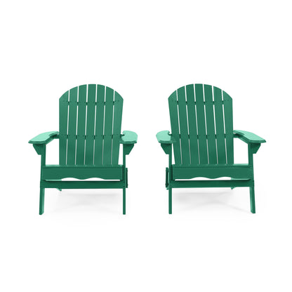 Cartagena Outdoor Rustic Acacia Wood Folding Adirondack Chair, Set of 2