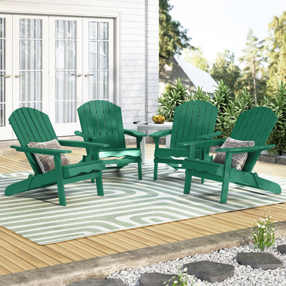 Cartagena Outdoor Rustic Acacia Wood Folding Adirondack Chair, Set of 4