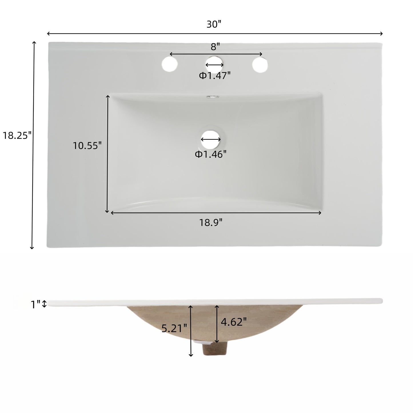 Decolette Mid-Century Modern Bathroom Vanity Cabinet with One Sink