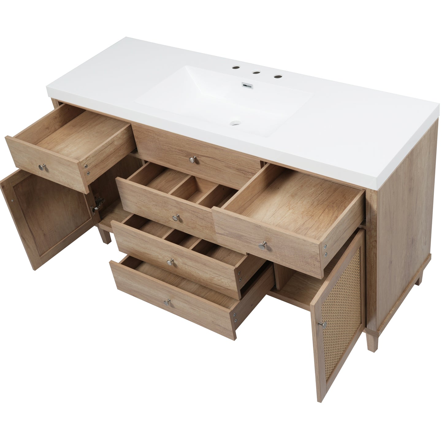 GuGuga 60" Bathroom Vanity with SMC Sink, Modern Large Storage Bathroom Storage Cabinet