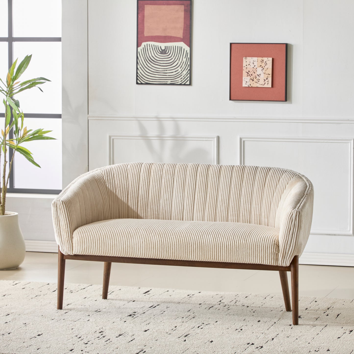 Deborah Mid-Century Fabric Settee