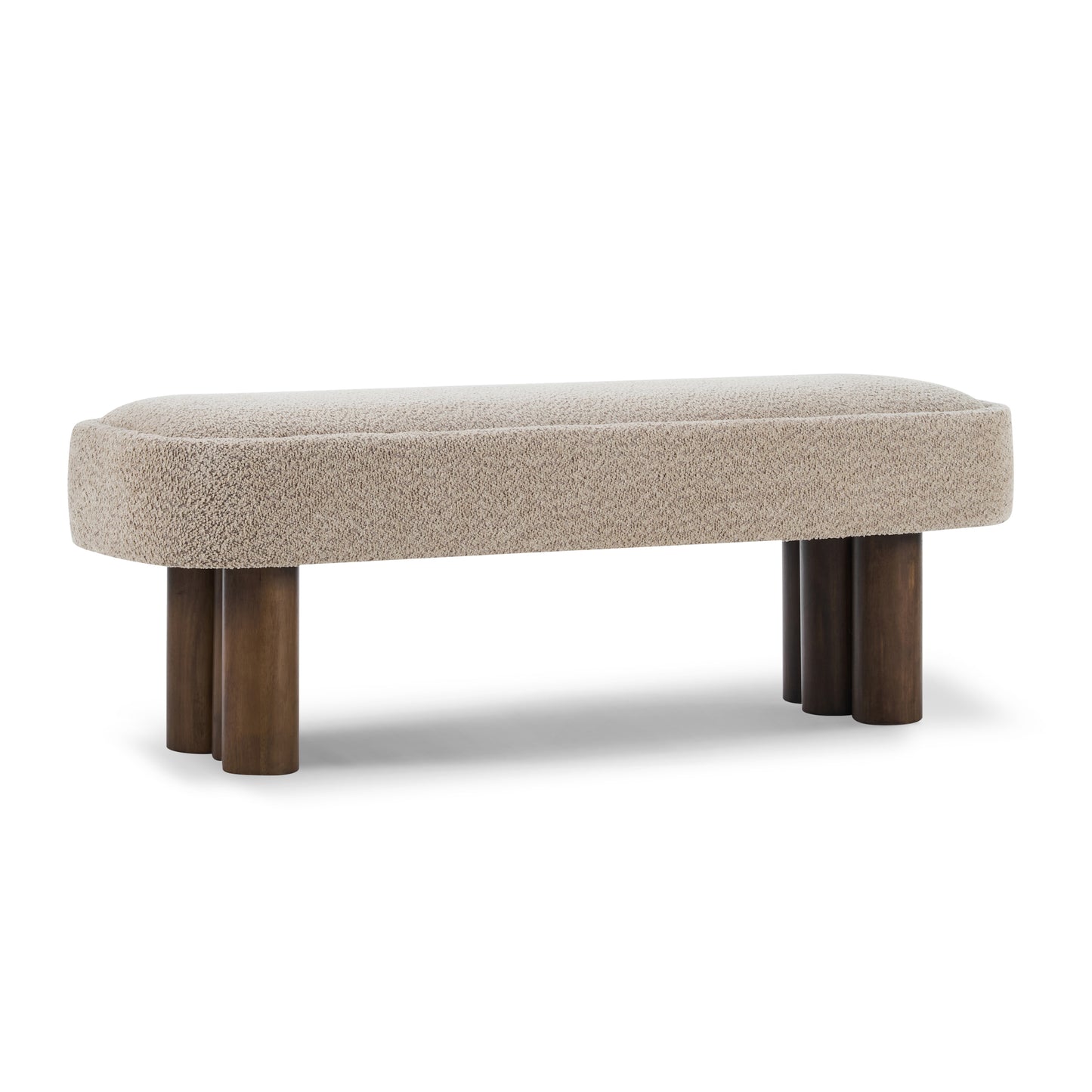 Elowen Indoor Fabric Dining Bench with Walnut Rubberwood Legs, 51.57" Upholstered Seating for Kitchen, Dining Room & Living Space, 250lbs Capacity