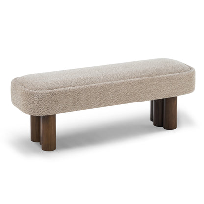 Elowen Indoor Fabric Dining Bench with Walnut Rubberwood Legs, 51.57" Upholstered Seating for Kitchen, Dining Room & Living Space, 250lbs Capacity