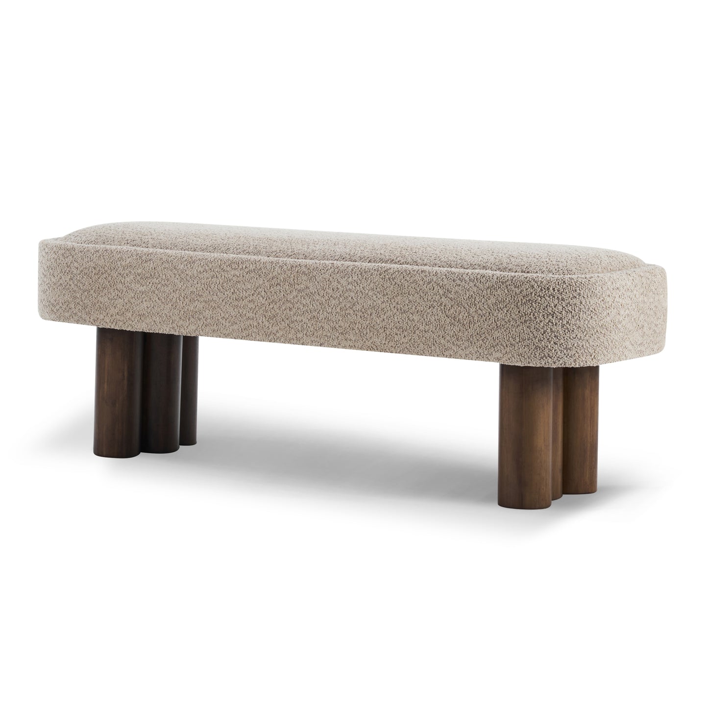 Elowen Indoor Fabric Dining Bench with Walnut Rubberwood Legs, 51.57" Upholstered Seating for Kitchen, Dining Room & Living Space, 250lbs Capacity