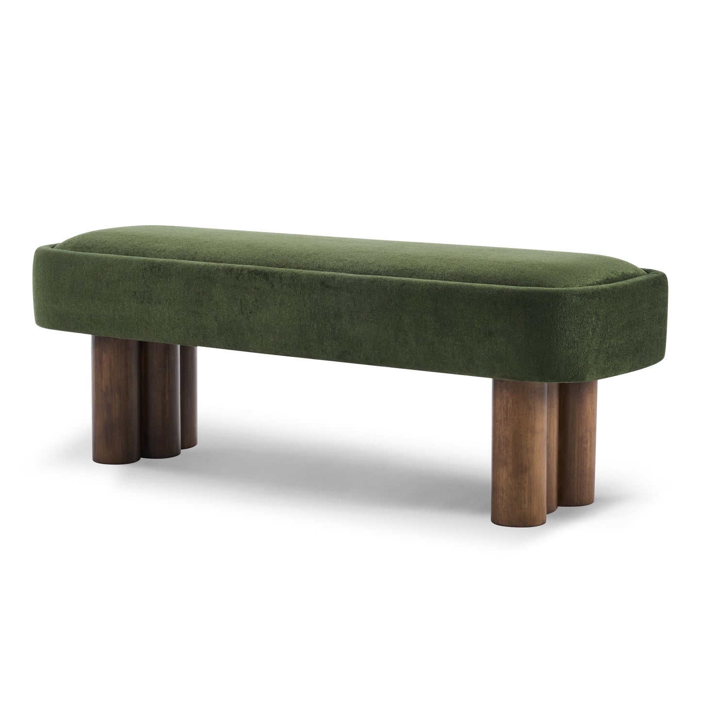Elowen Indoor Fabric Dining Bench with Walnut Rubberwood Legs, 51.57" Upholstered Seating for Kitchen, Dining Room & Living Space, 250lbs Capacity