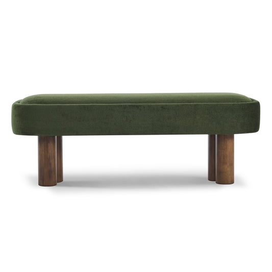 Elowen Indoor Fabric Dining Bench with Walnut Rubberwood Legs, 51.57" Upholstered Seating for Kitchen, Dining Room & Living Space, 250lbs Capacity