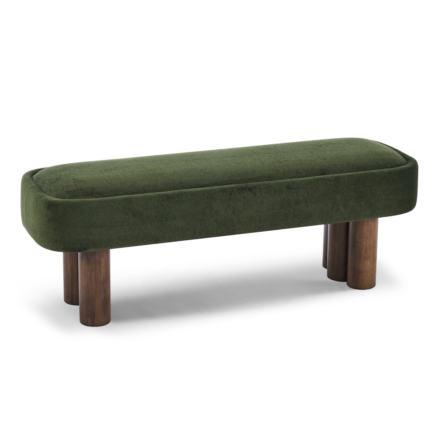 Elowen Indoor Fabric Dining Bench with Walnut Rubberwood Legs, 51.57" Upholstered Seating for Kitchen, Dining Room & Living Space, 250lbs Capacity