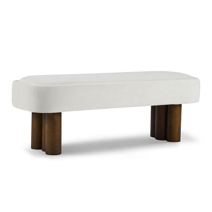 Elowen Indoor Fabric Dining Bench with Walnut Rubberwood Legs, 51.57" Upholstered Seating for Kitchen, Dining Room & Living Space, 250lbs Capacity