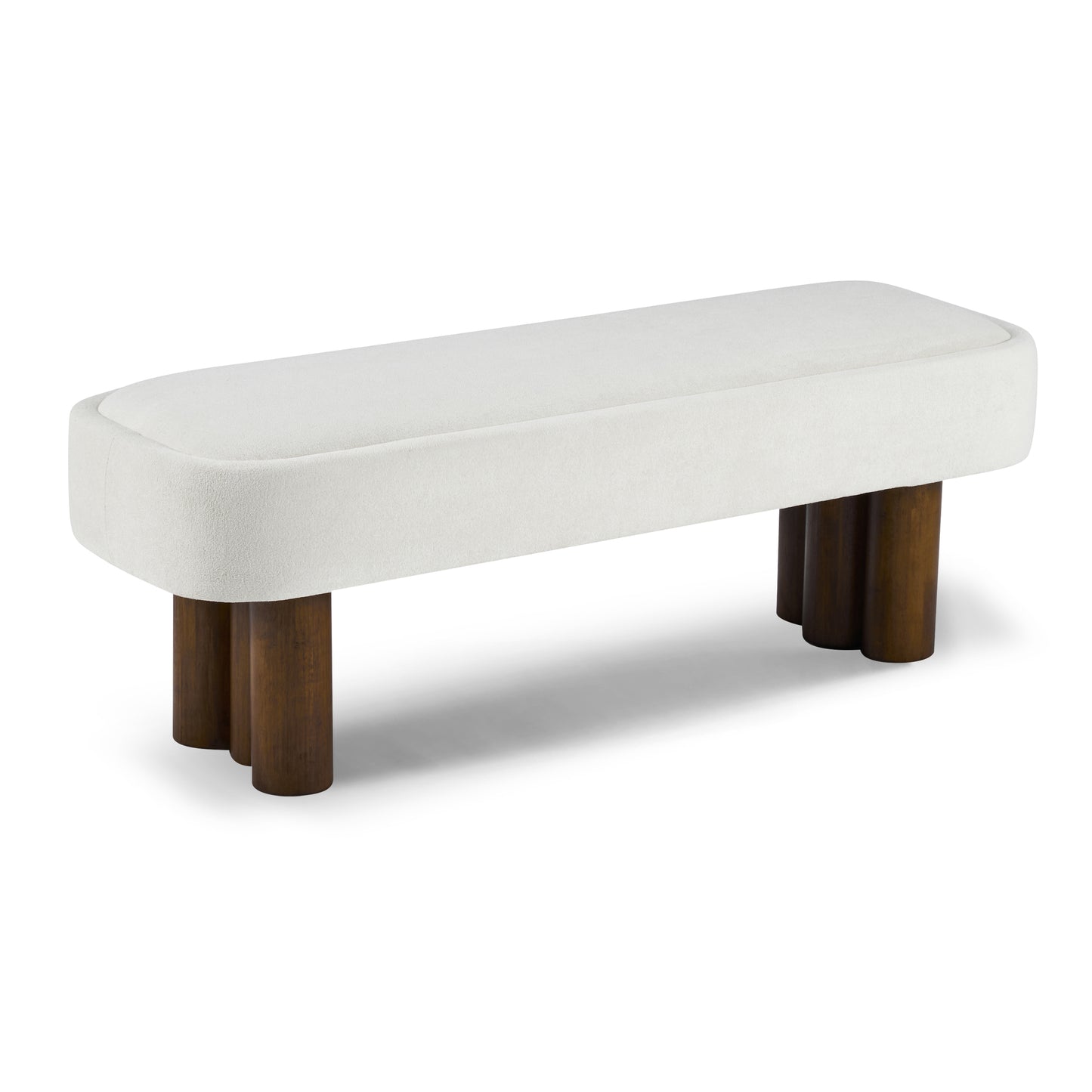 Elowen Indoor Fabric Dining Bench with Walnut Rubberwood Legs, 51.57" Upholstered Seating for Kitchen, Dining Room & Living Space, 250lbs Capacity