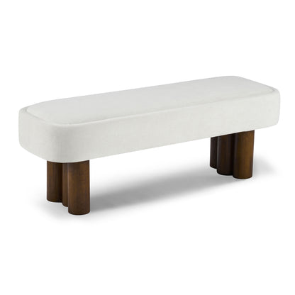 Elowen Indoor Fabric Dining Bench with Walnut Rubberwood Legs, 51.57" Upholstered Seating for Kitchen, Dining Room & Living Space, 250lbs Capacity