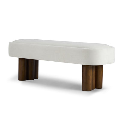 Elowen Indoor Fabric Dining Bench with Walnut Rubberwood Legs, 51.57" Upholstered Seating for Kitchen, Dining Room & Living Space, 250lbs Capacity