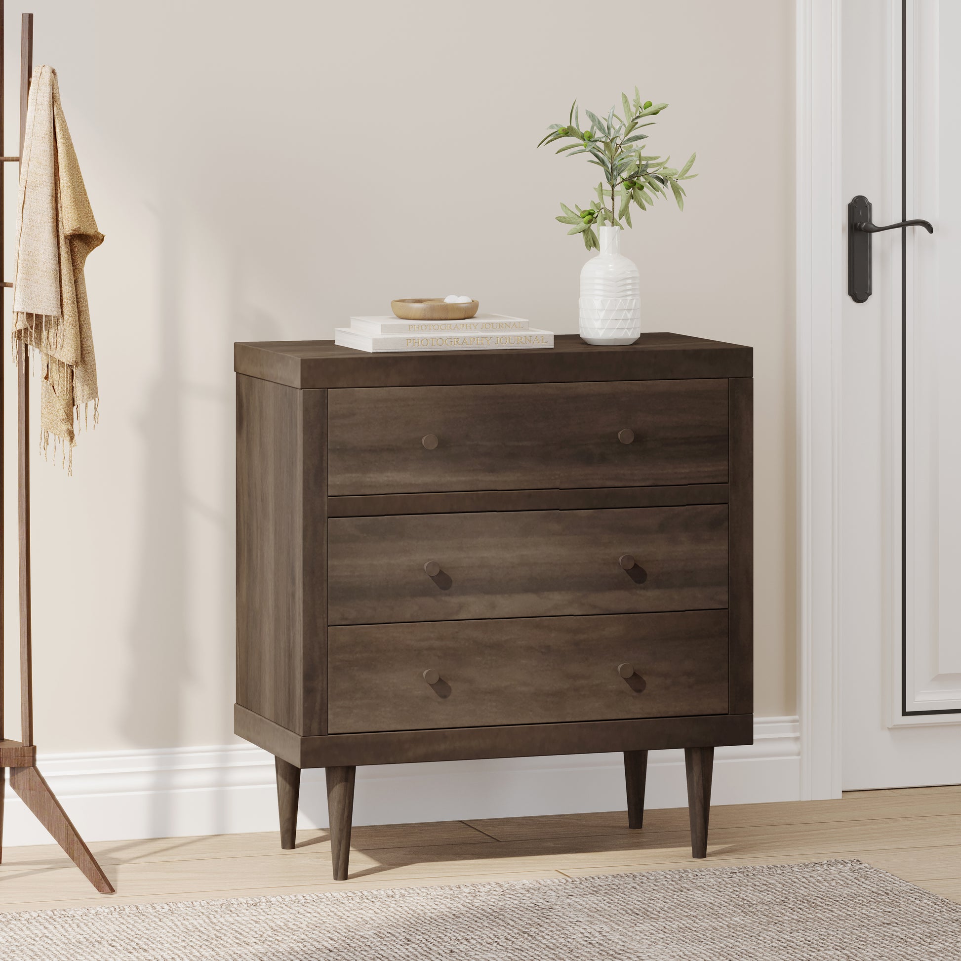 Farhart Mid Century Modern 3 Drawer Chest GDFStudio Farhart Mid Century Modern 3 Drawer Chest GDFStudio