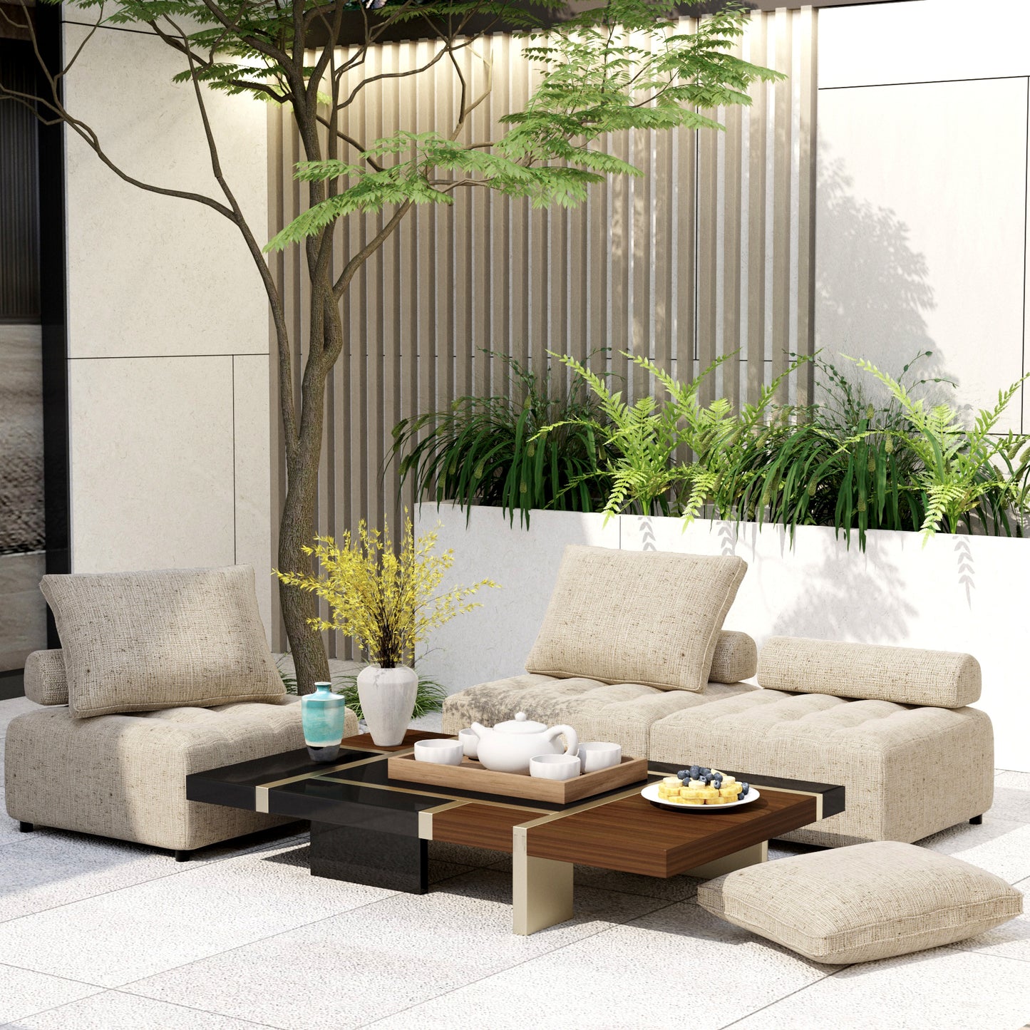 Premium Outdoor Modular Sofa with Aluminum Frame, Removable Cushions & Waterproof Cover