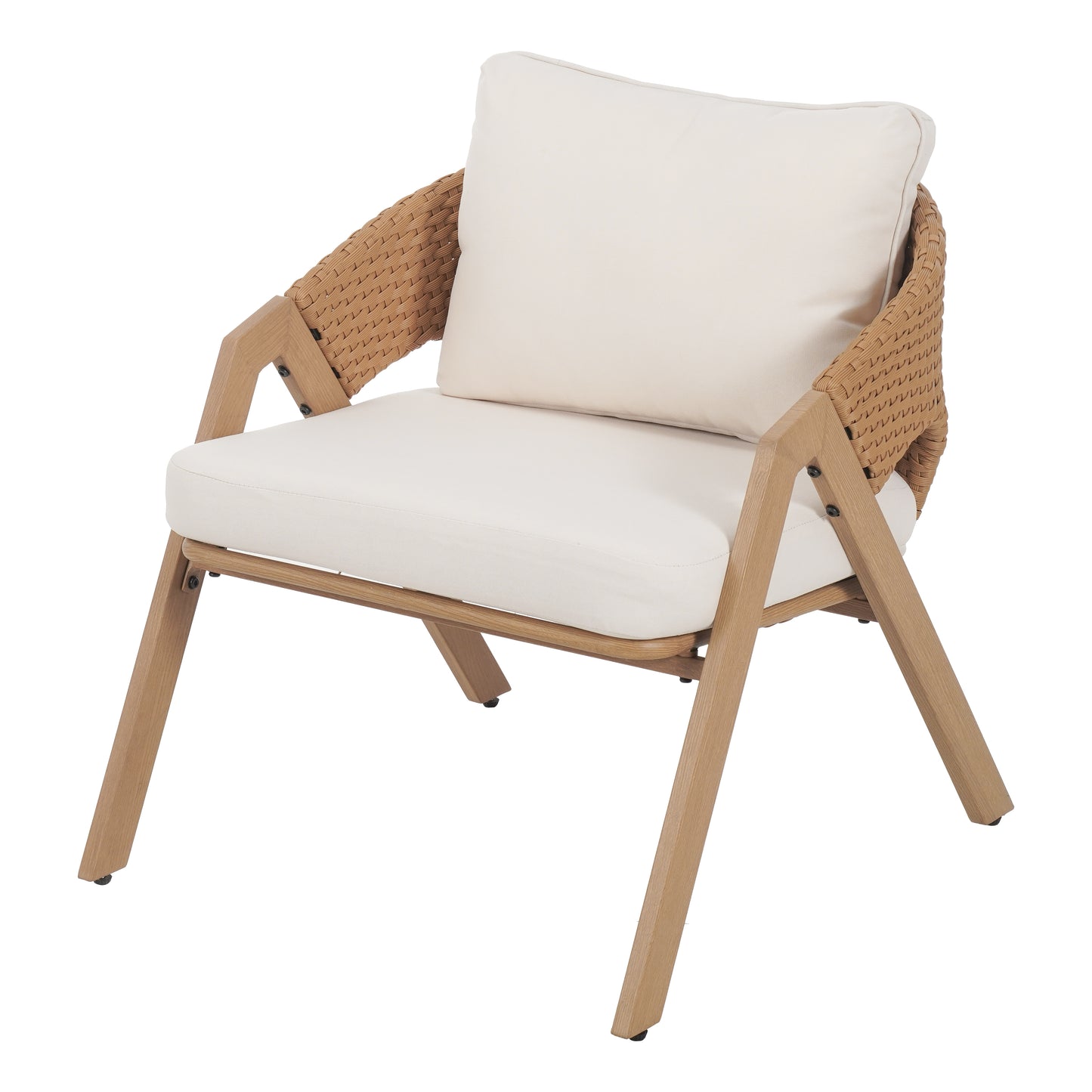 Reafter Outdoor Patio Elegant rattan Chair with Cushions (Set of 2)