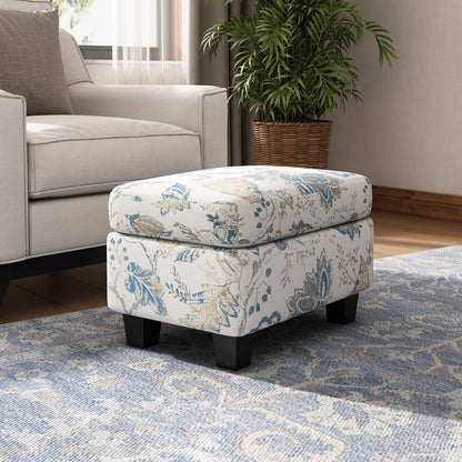 Aurelia Upholstered Ottoman, Beige&Blue