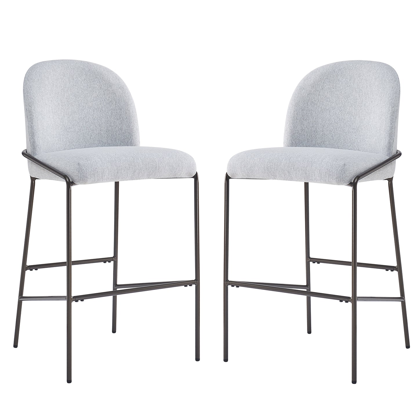 Galence Indoor Metal Upholstered Barstool, Antique Bronze Finish Frame, Set of 2