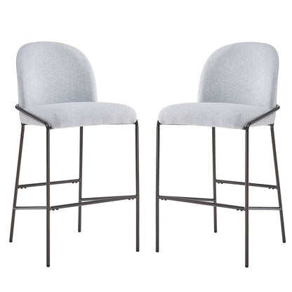 Galence Indoor Metal Upholstered Barstool, Antique Bronze Finish Frame, Set of 2