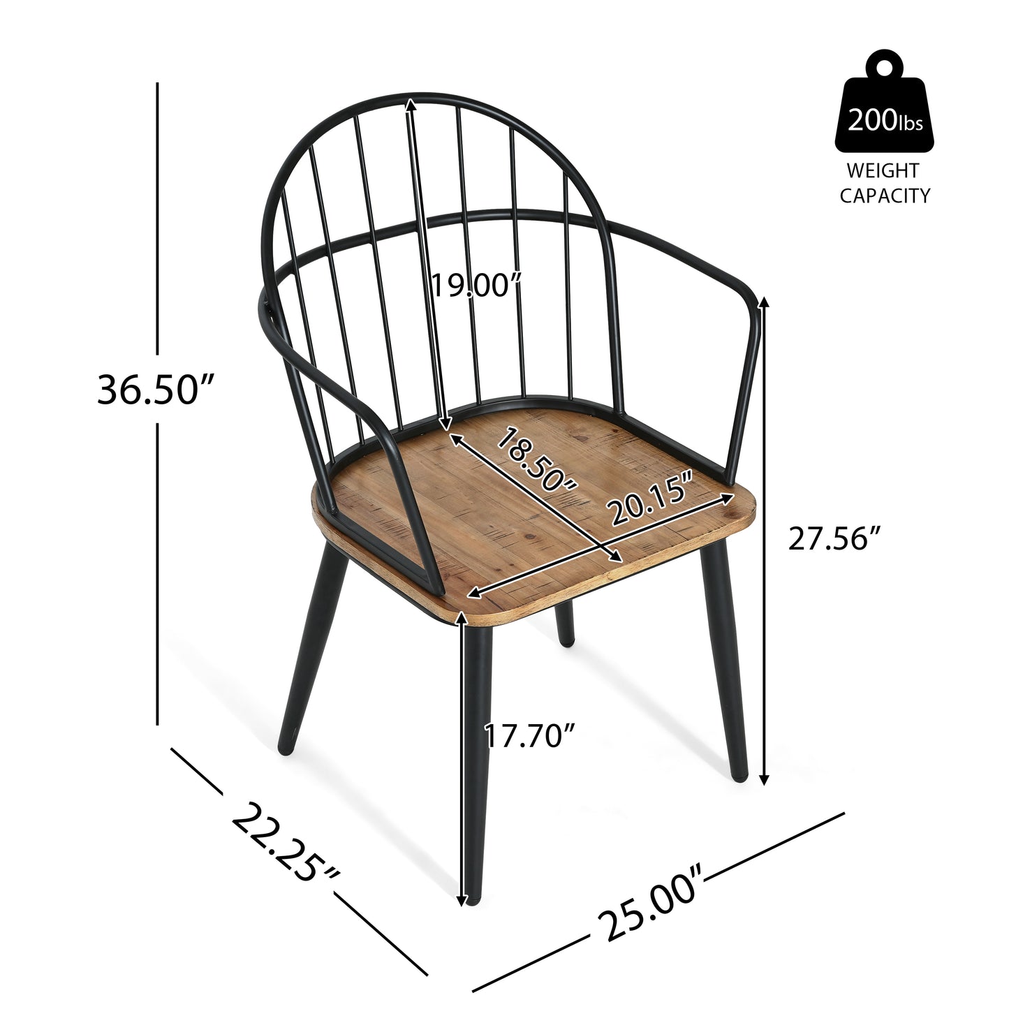 Melora Modern Dining Chairs with Metal Legs, Set of 2